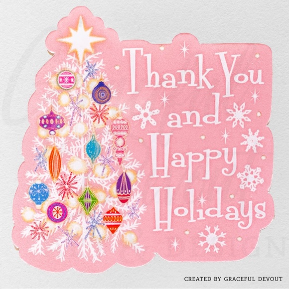 Thank You And Happy Holidays -2" (inches) Sticker (96ct.)  [GD102-96] - Picture 1 of 4